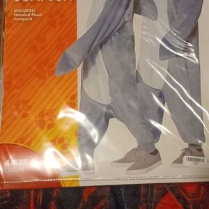 Gray Hooded Plush Jumpsuit for Adults